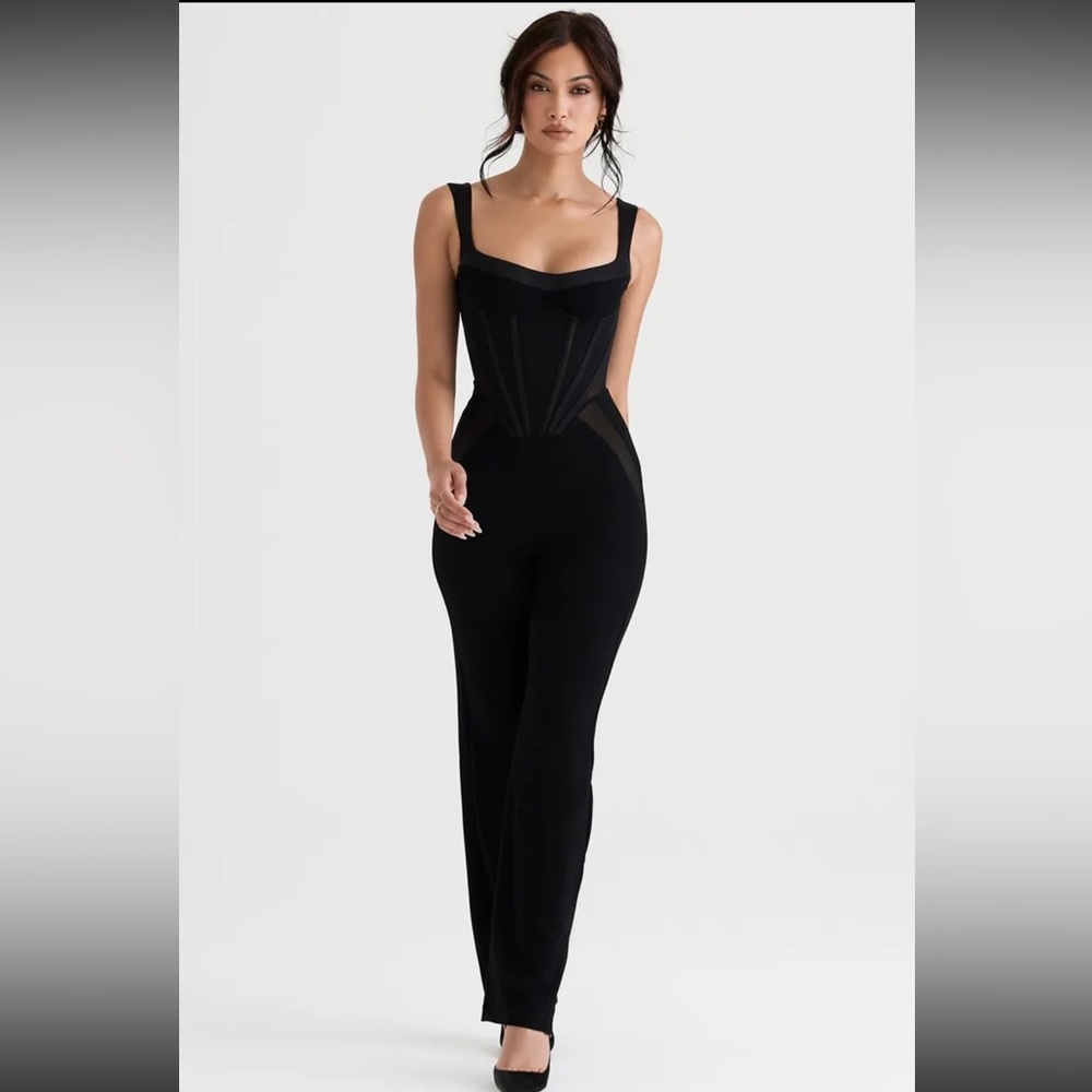 HOUSE OF CB ‘Mylene’ Black Corset Jumpsuit XS